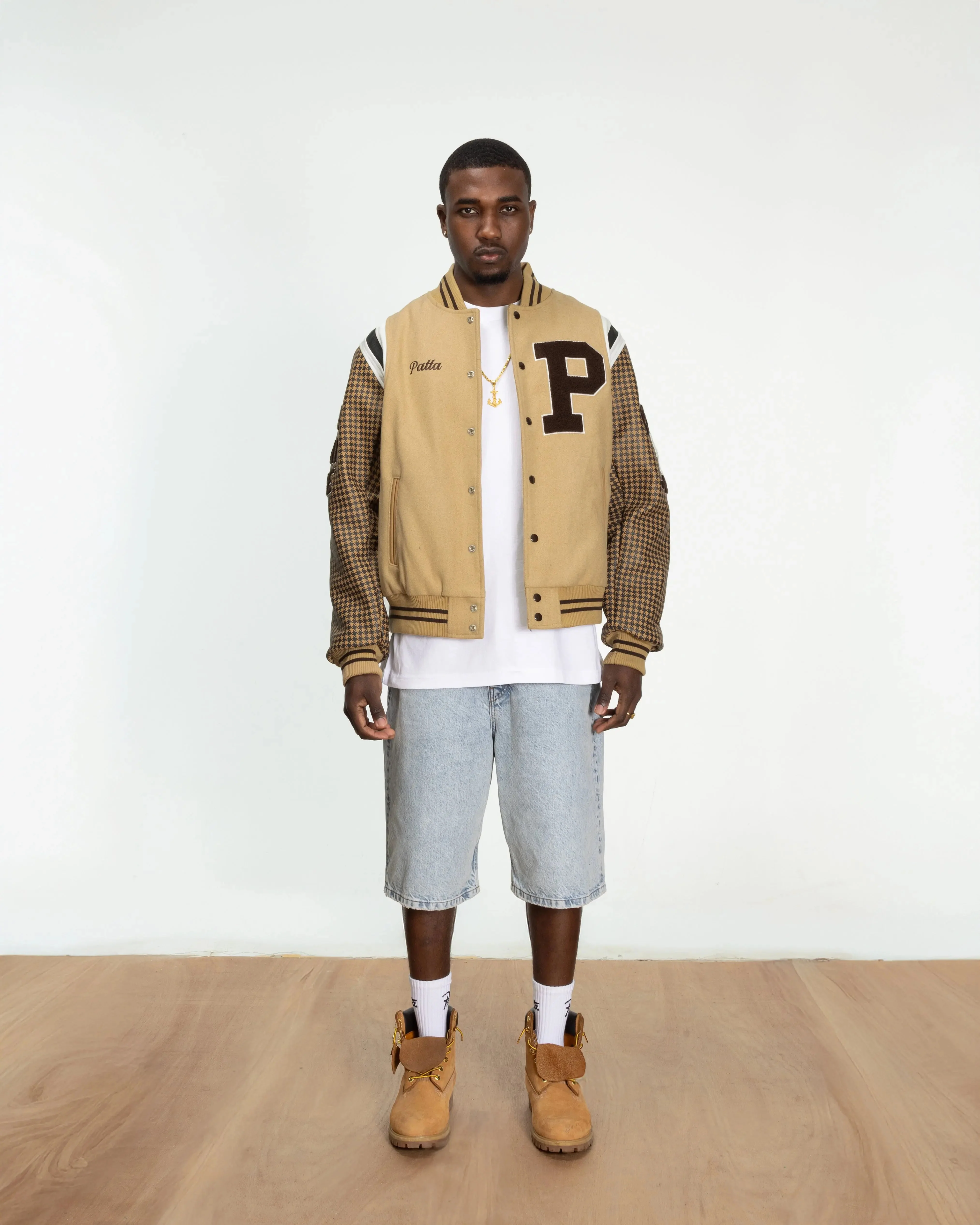Patta Athletic P Houndstooth Varsity Jacket (Starfish) - Image 11