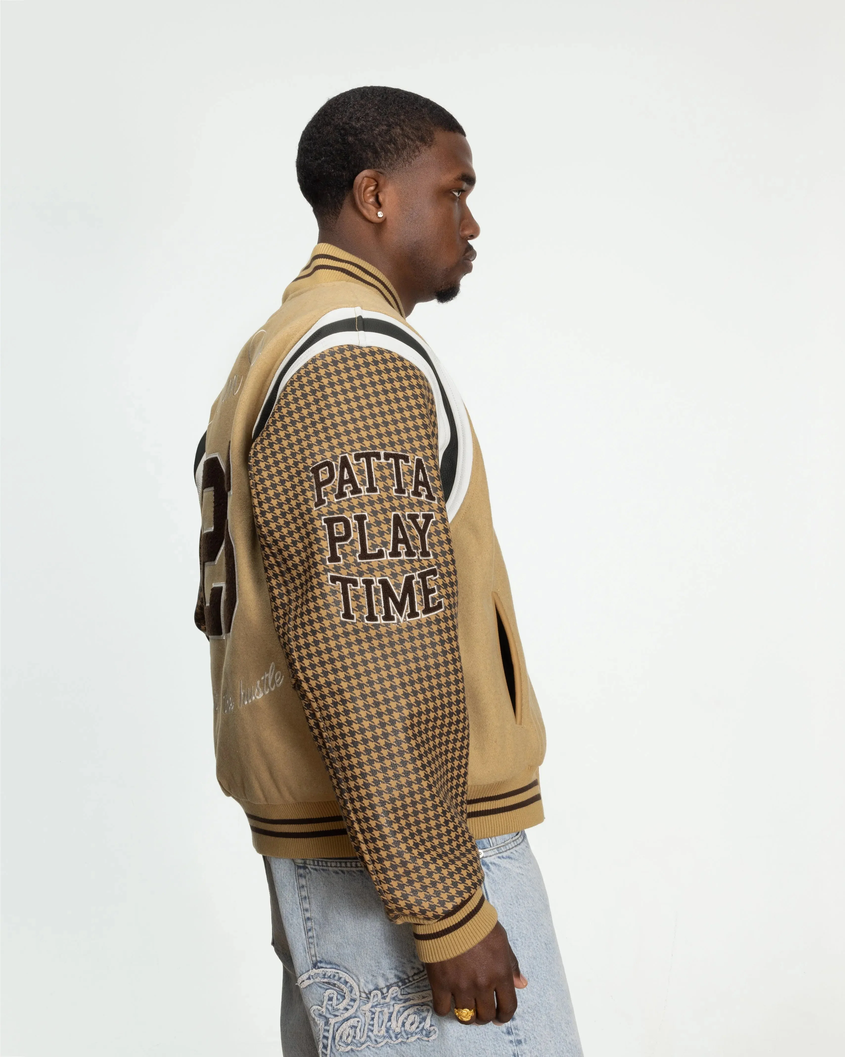 Patta Athletic P Houndstooth Varsity Jacket (Starfish) - Image 13