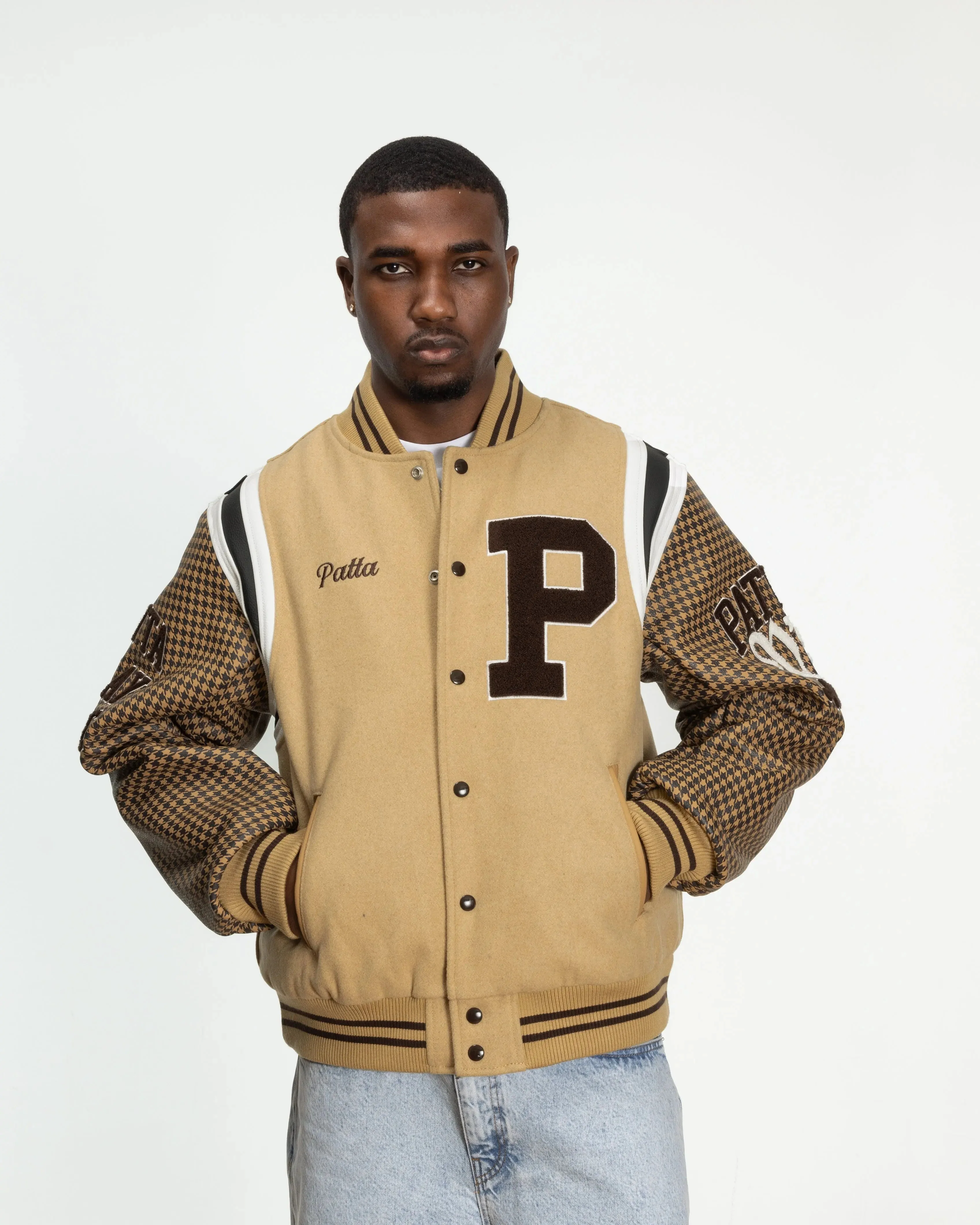 Patta Athletic P Houndstooth Varsity Jacket (Starfish) - Image 3
