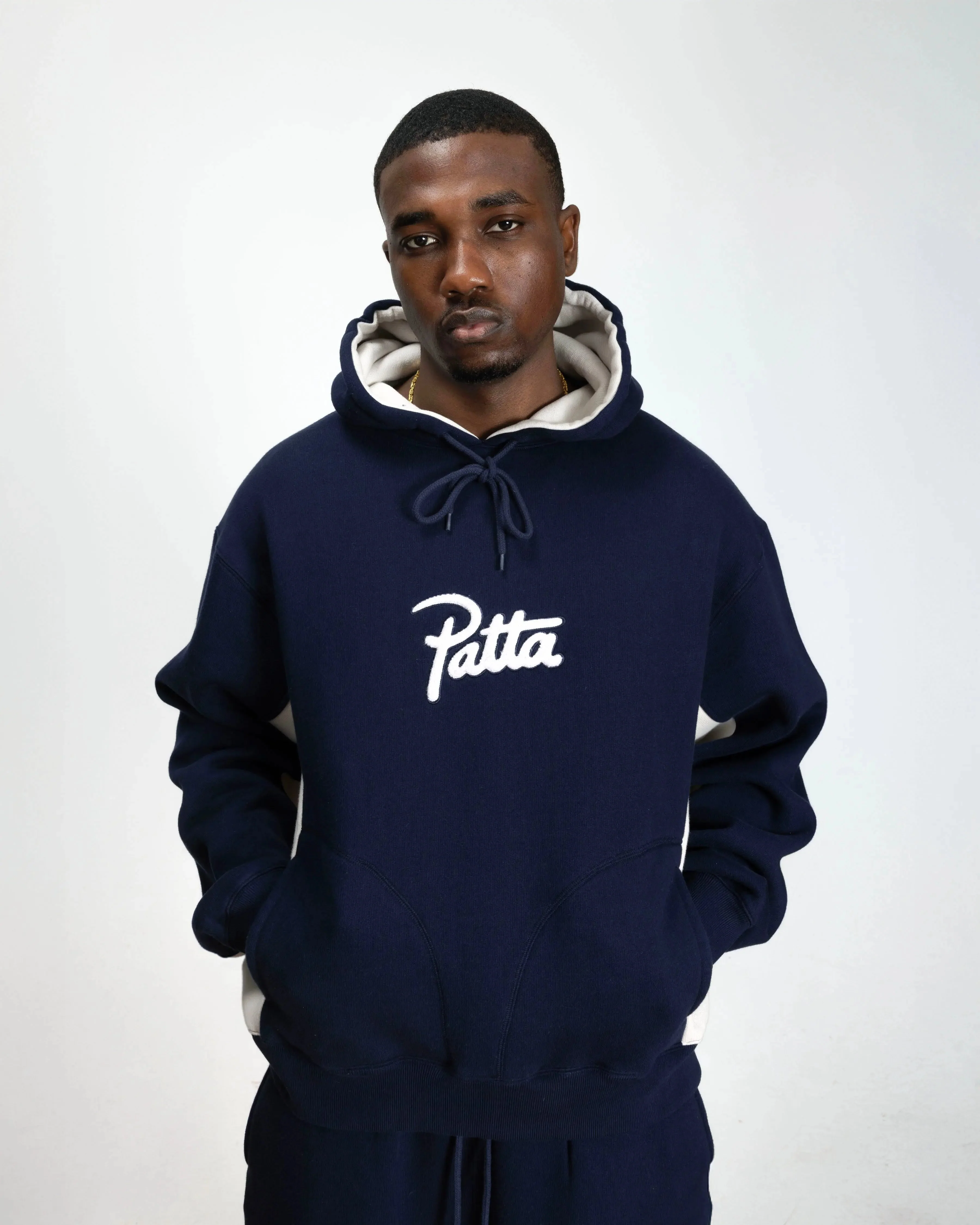 Patta Chenille Logo Hooded Sweater (Black Iris) - Image 3