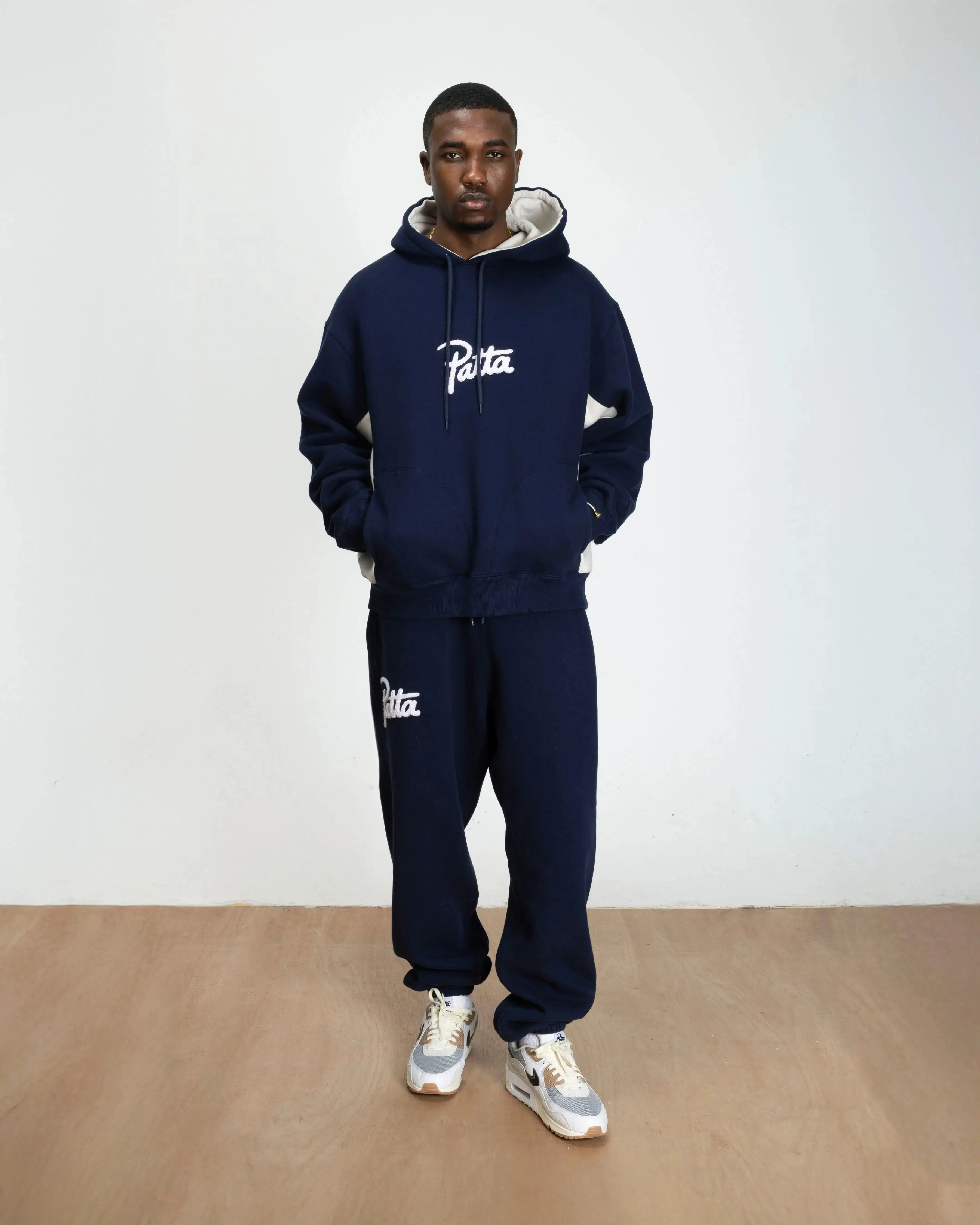 Patta Chenille Logo Hooded Sweater (Black Iris) - Image 4