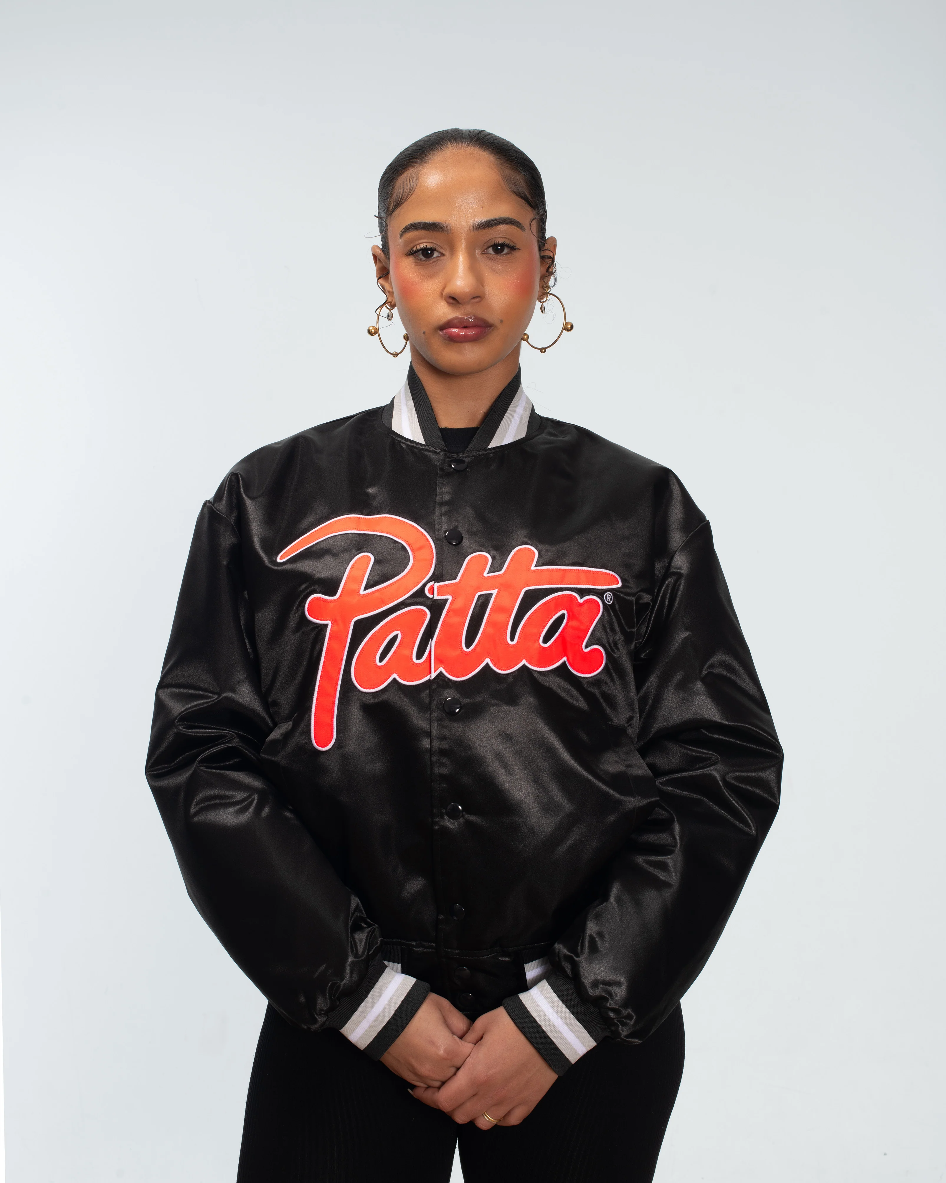 Patta Classic Satin Bomber Jacket (Black) - Image 3