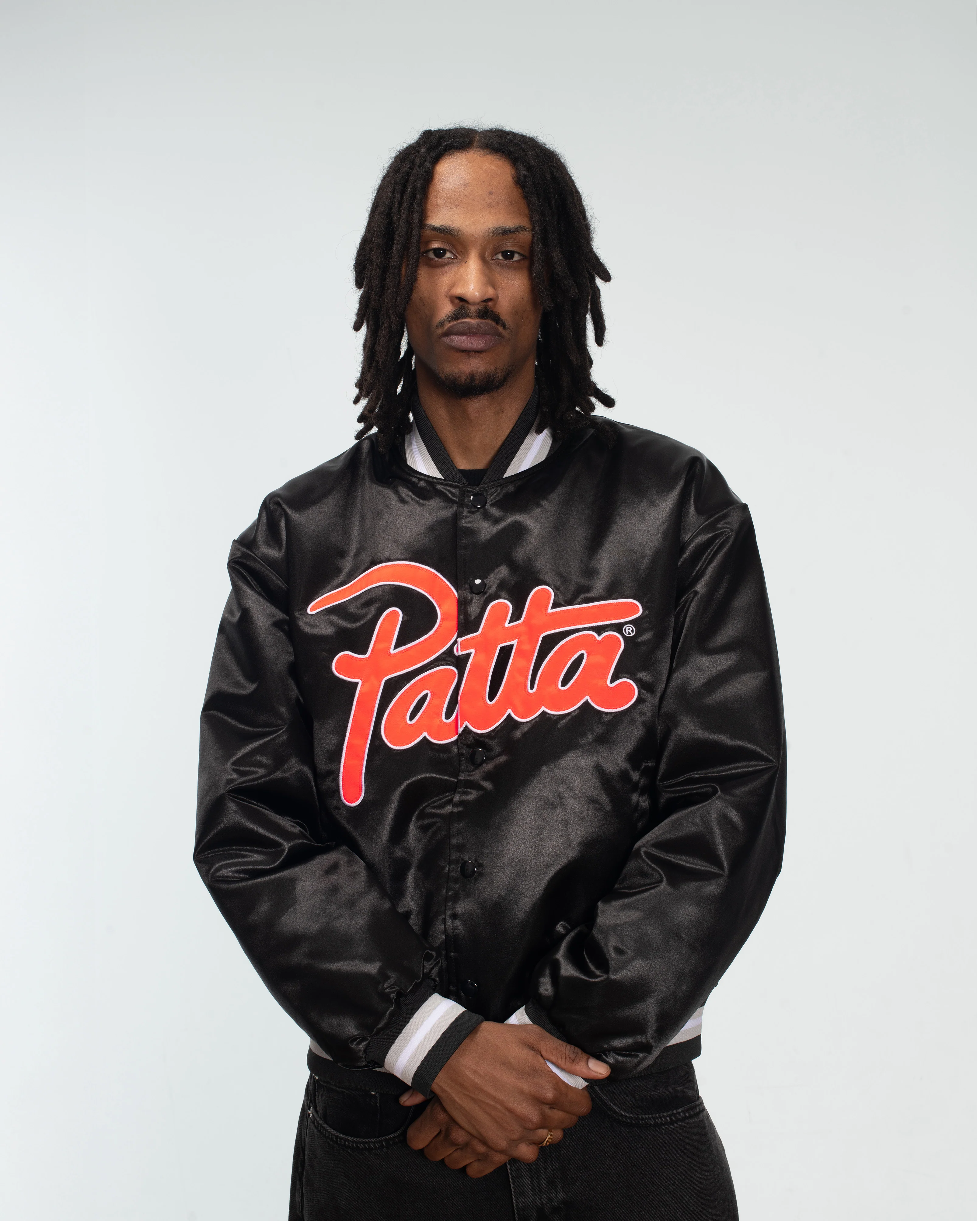 Patta Classic Satin Bomber Jacket (Black) - Image 4