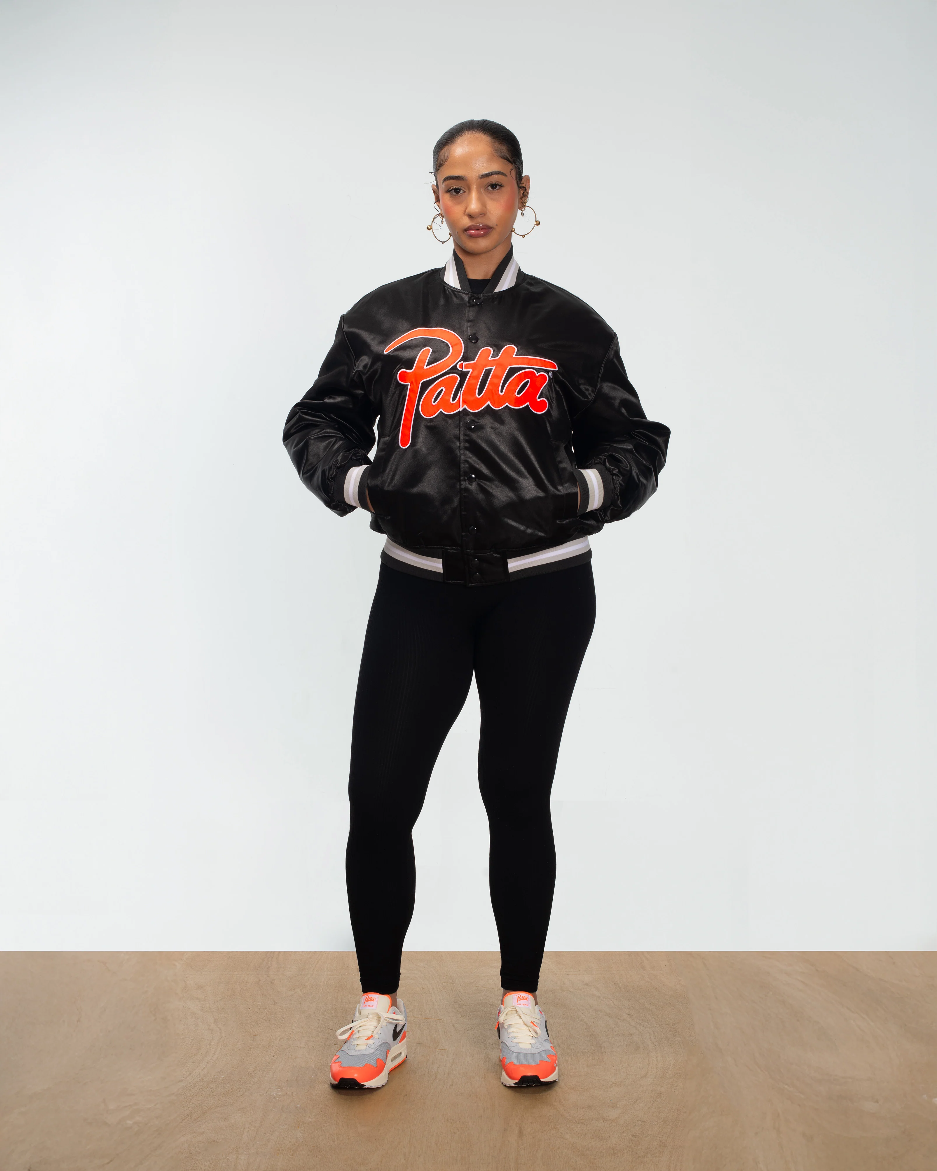 Patta Classic Satin Bomber Jacket (Black) - Image 8