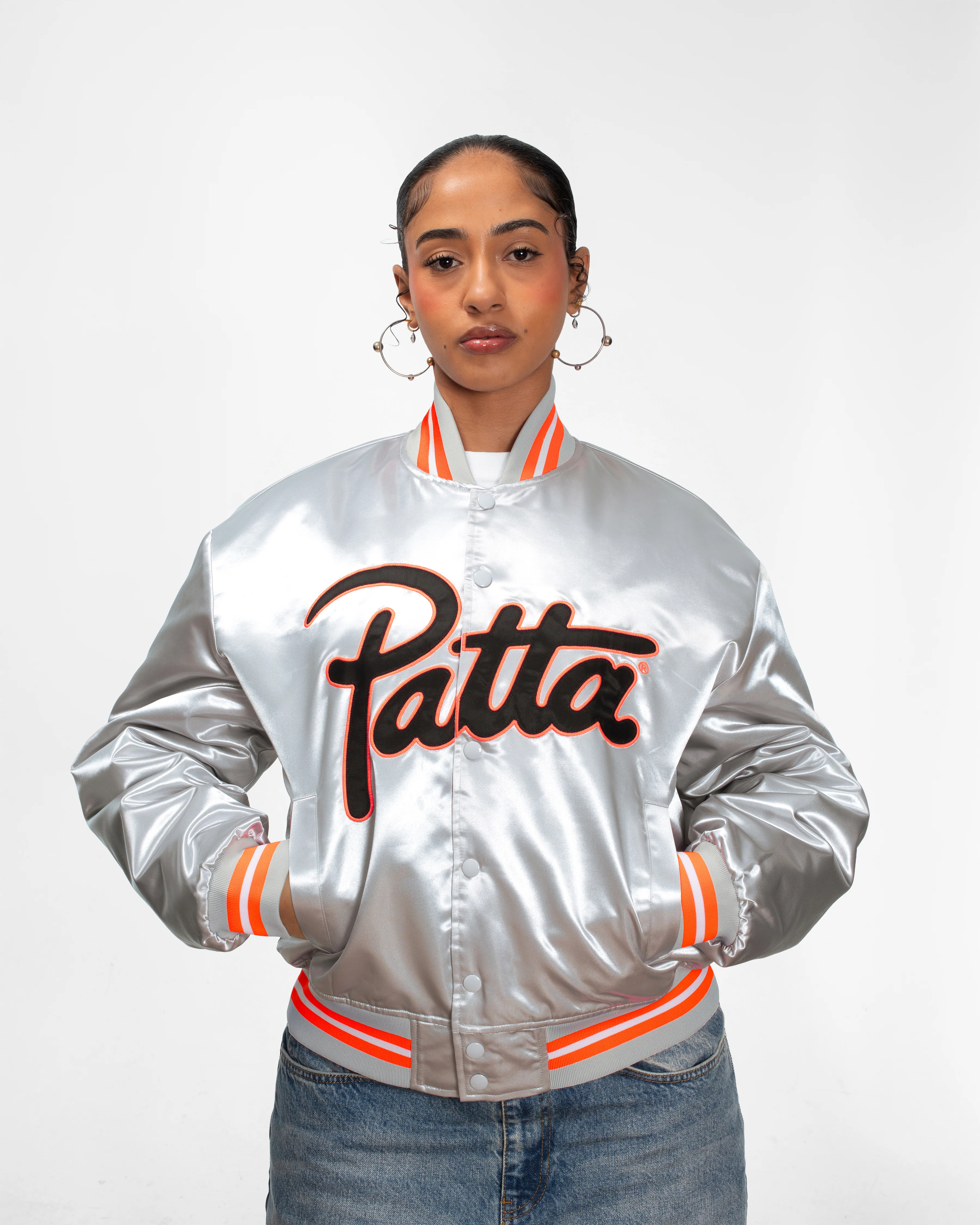Patta Classic Satin Bomber Jacket (Lunar Rock) - Image 3