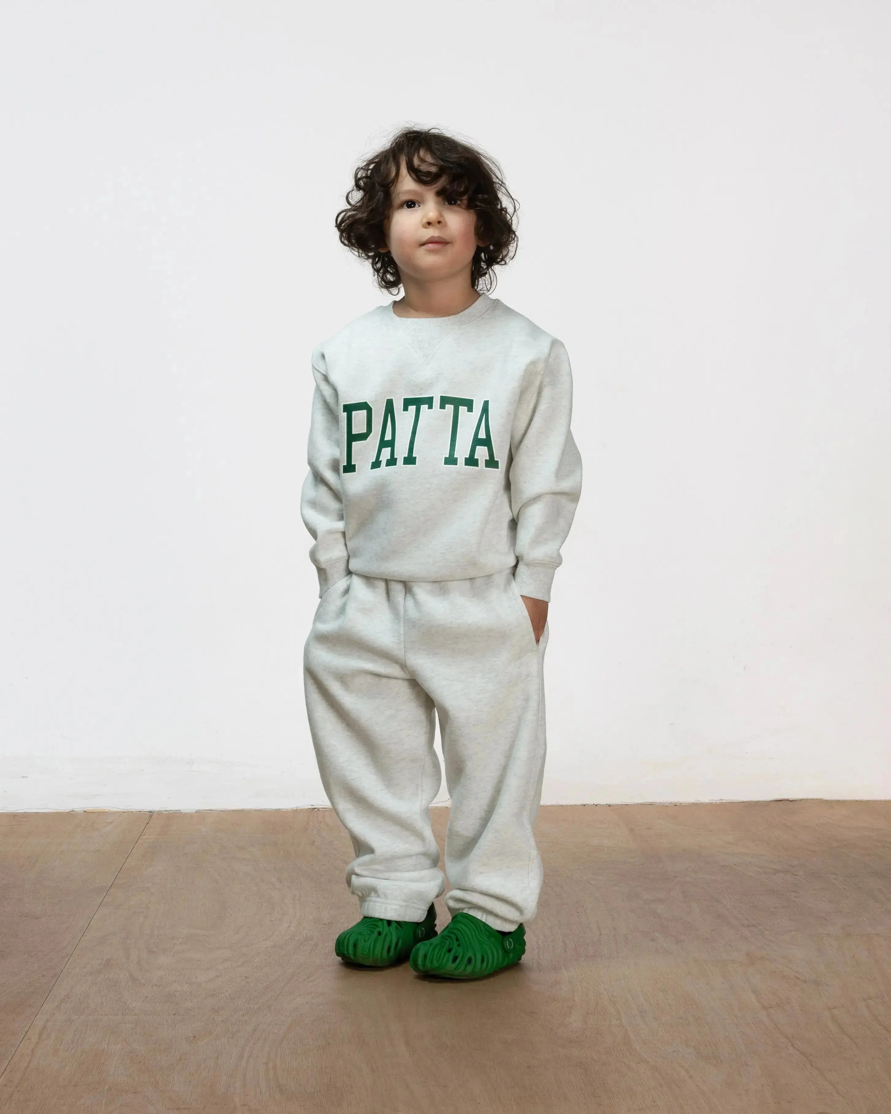 Patta Kids Arc Logo Crewneck Sweater (Light Melange Grey) - Image 3