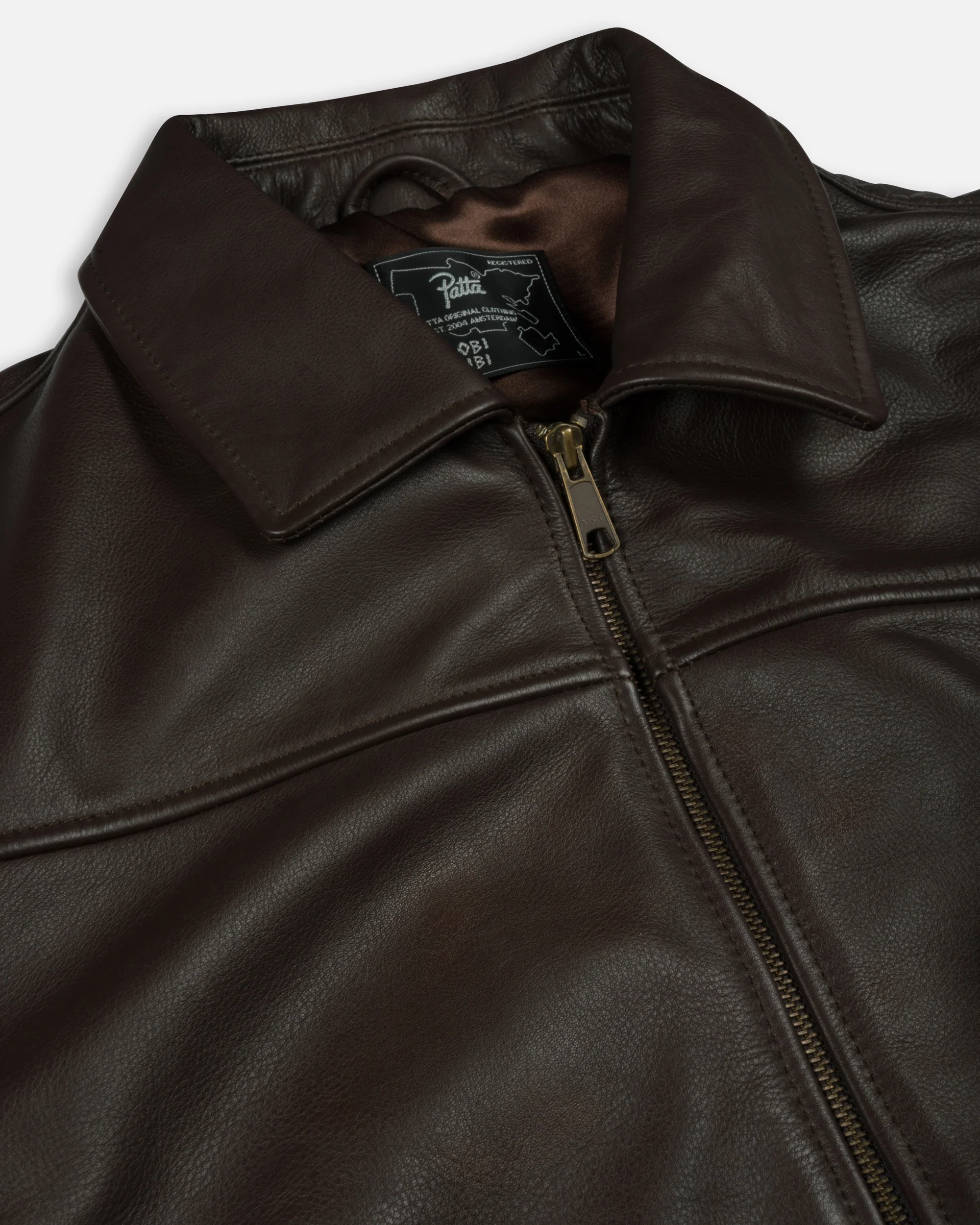 Patta Leather Bomber Jacket (Coffee Bean) - Image 5
